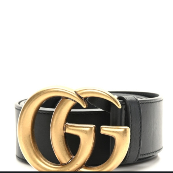 NEW AUTH GUCCI MARMONT WIDE BLACK LEATHER BELT SZ 95CM - Picture 2 of 6